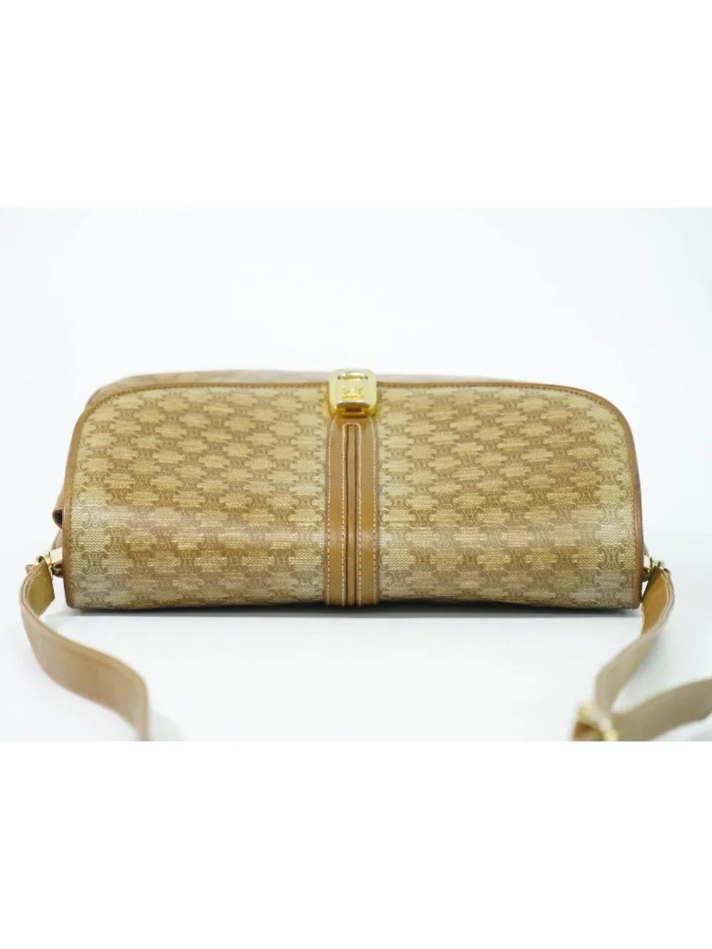 Celine Macadam Shoulder Bag Pochette Beige
